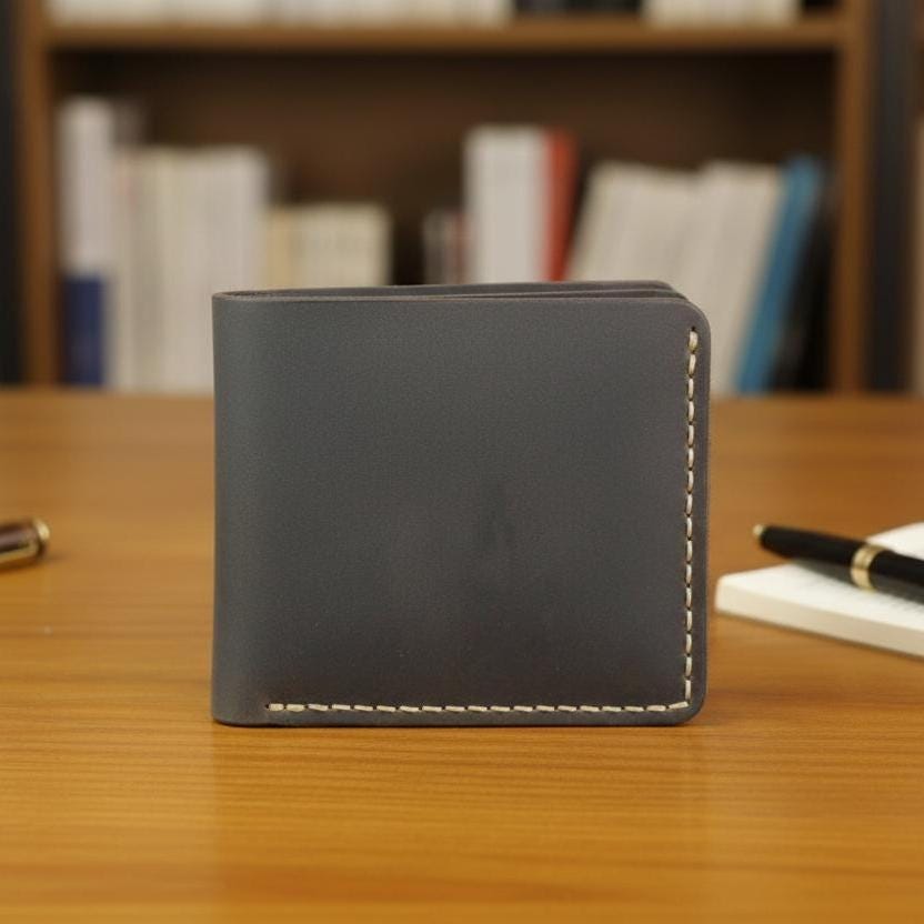 Crazy Horse Leather Men's Wallet with Money Clip, Vintage Genuine Leather Bifold Wallet, Slim Men Wallet, Minimalist Leather Wallet