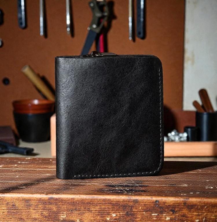 Vertical Leather Wallet for Men, Personalized Minimalist Bifold, Genuine Cowhide Retro Wallet, Slim Card Holder