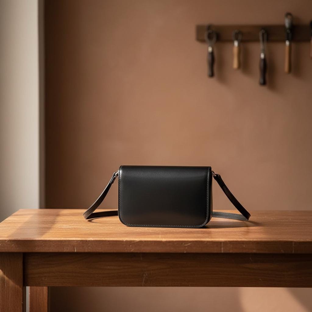 Genuine Leather Small Crossbody Bag for Women, Brown Cowhide Retro Shoulder Purse, Minimalist Flap Handbag