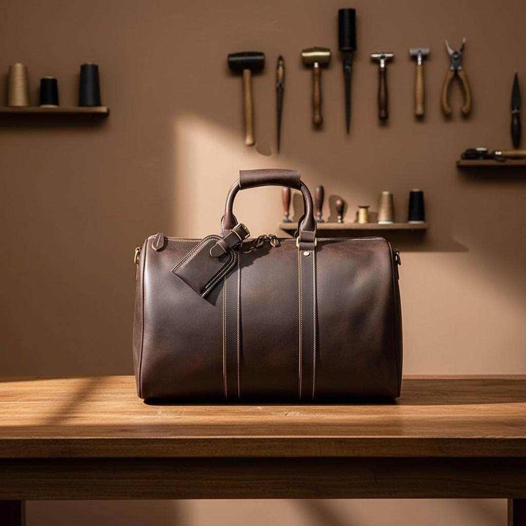 Leather Weekender Bag – Vintage Travel Duffle Bag, Mens Carry On Leather Bag, Overnight Bag with Shoe Compartment, Large Gym Travel Bag