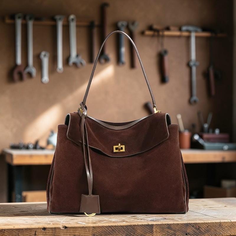 Rodeo Genuine Leather Tote Bag for Women – Large Capacity Frosted Cowhide Shoulder Handbag