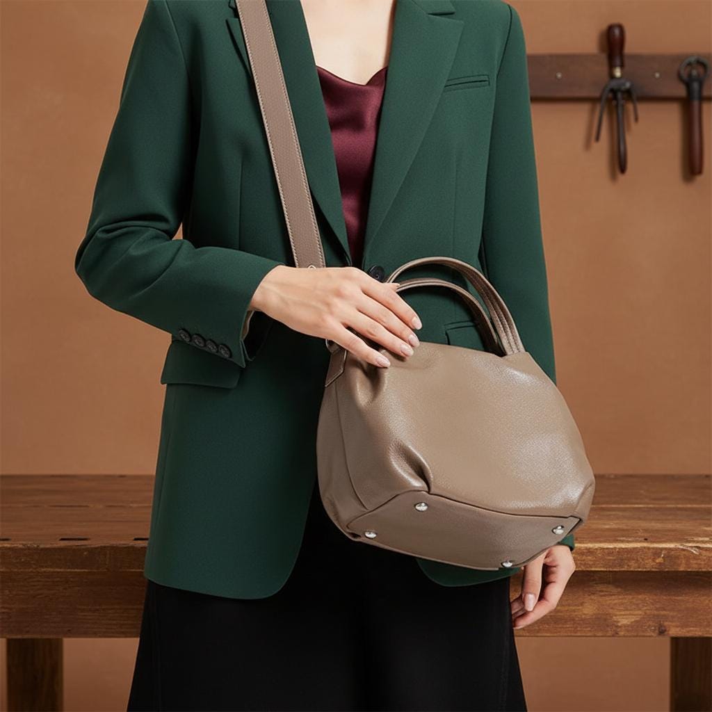 Large Genuine Cow Leather Tote Bag for Women, Soft Shoulder Crossbody Satchel, Everyday Designer Handbag