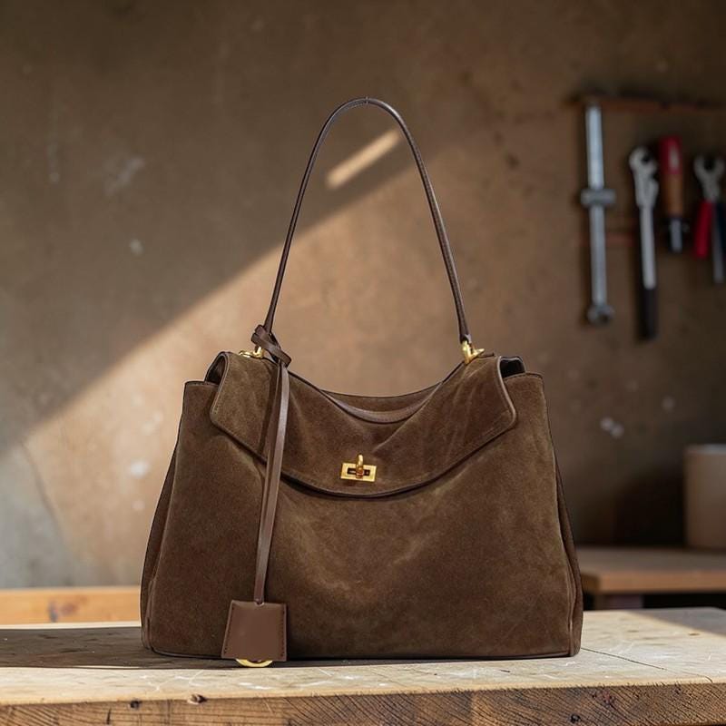 Rodeo Genuine Leather Tote Bag for Women – Large Capacity Frosted Cowhide Shoulder Handbag
