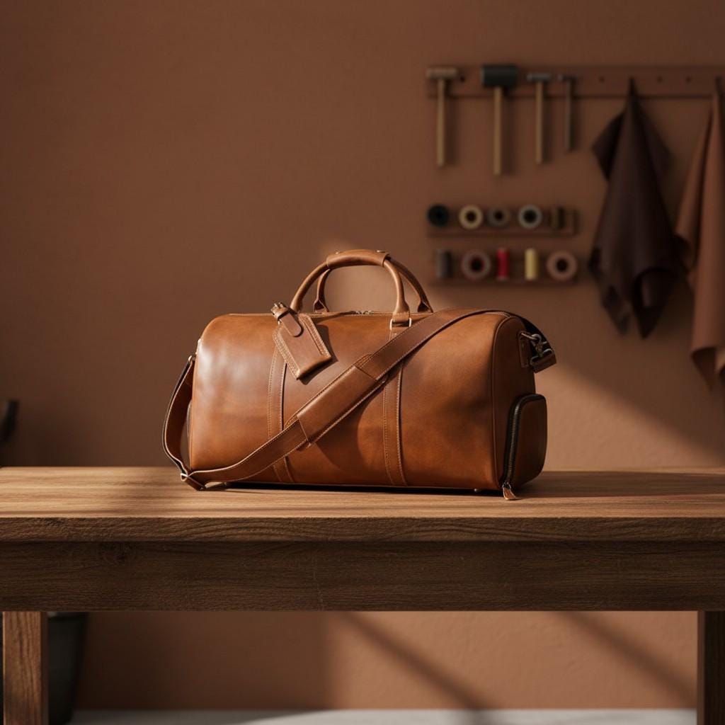 Leather Weekender Bag – Vintage Travel Duffle Bag, Mens Carry On Leather Bag, Overnight Bag with Shoe Compartment, Large Gym Travel Bag
