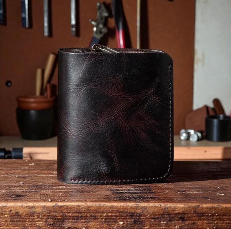 Vertical Leather Wallet for Men, Personalized Minimalist Bifold, Genuine Cowhide Retro Wallet, Slim Card Holder