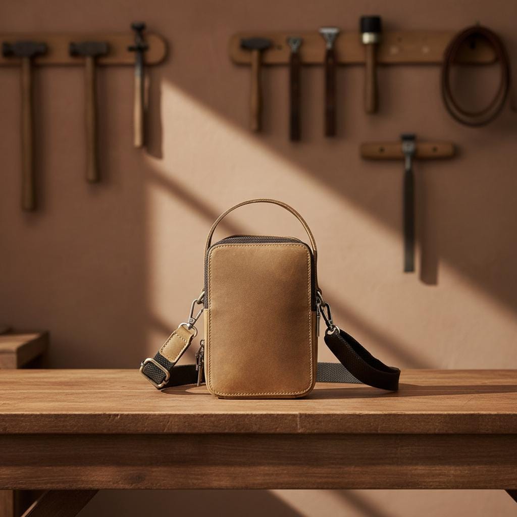 Leather Men's Crossbody Bag, Vintage Small Shoulder Phone Bag, Designer Cowhide Casual Satchel