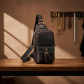 Genuine Leather Chest Bag Men, Crazy Horse Leather Sling Bag, Vintage Crossbody Bag, Mens Shoulder Bag, Travel EDC Pack