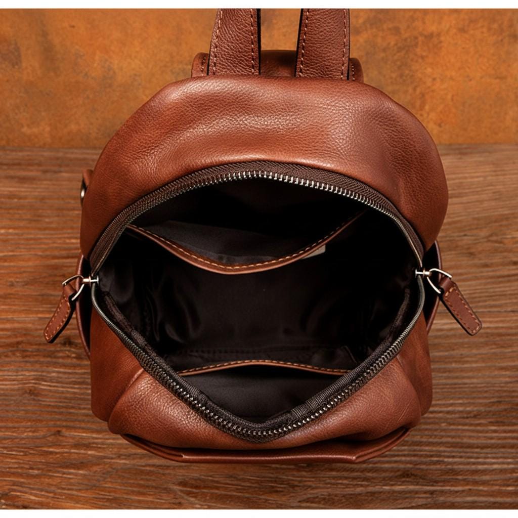 Men’s Genuine Leather Chest Bag – Vintage Sling Backpack, Crossbody Backpack, Large Capacity Cowhide Shoulder Bag for Travel