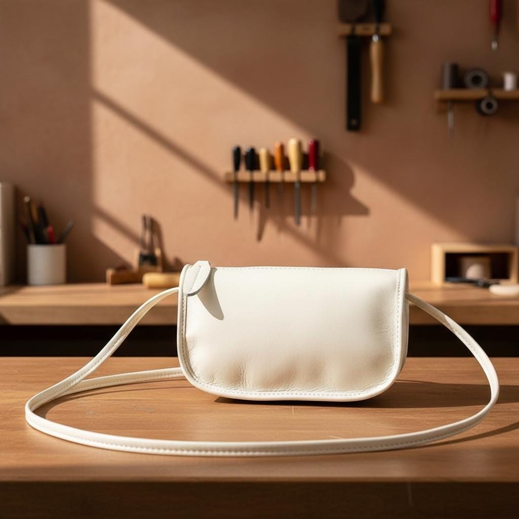 Slim Vintage Leather Shoulder Bag – Genuine Cowhide Underarm Purse with Minimal Zipper Design for Women