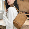 Genuine Suede Leather Shoulder Bag for Women – Vintage Cowhide Crossbody Boston Purse