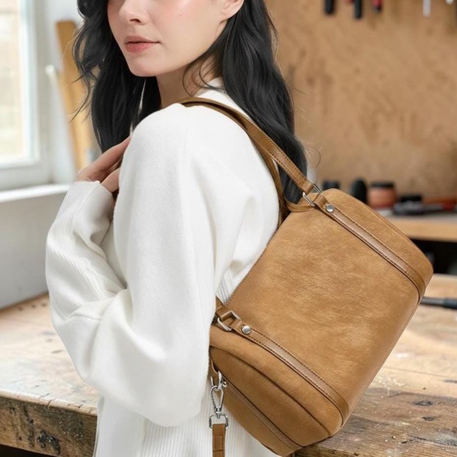 Genuine Suede Leather Shoulder Bag for Women – Vintage Cowhide Crossbody Boston Purse