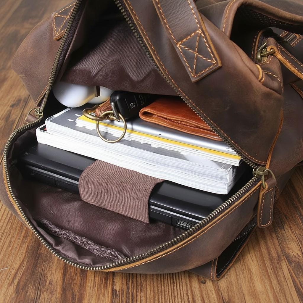 Genuine Leather Laptop Backpack 15.6" – Dark Brown Crazy Horse Vintage Work & Travel Rucksack