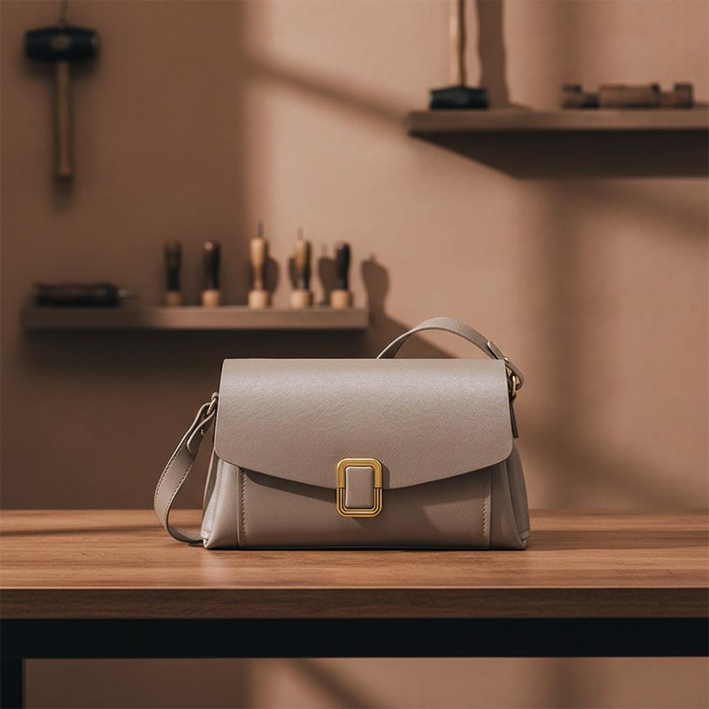 Genuine Cow Leather Shoulder Bag for Women, Soft Casual Crossbody Satchel with Zipper Closure